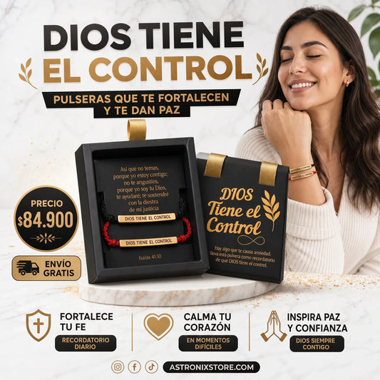 COMBO PULSERAS DIOS TIENE EL CONTROL EN CAJA DE LUJO