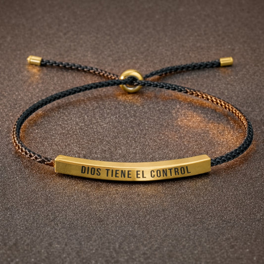 PULSERA DIOS TIENE EL CONTROL NEGRA Y ROJA