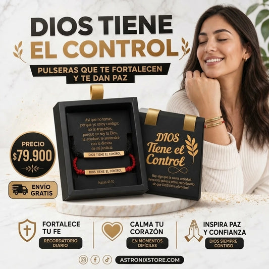 COMBO PULSERAS DIOS TIENE EL CONTROL EN CAJA DE LUJO
